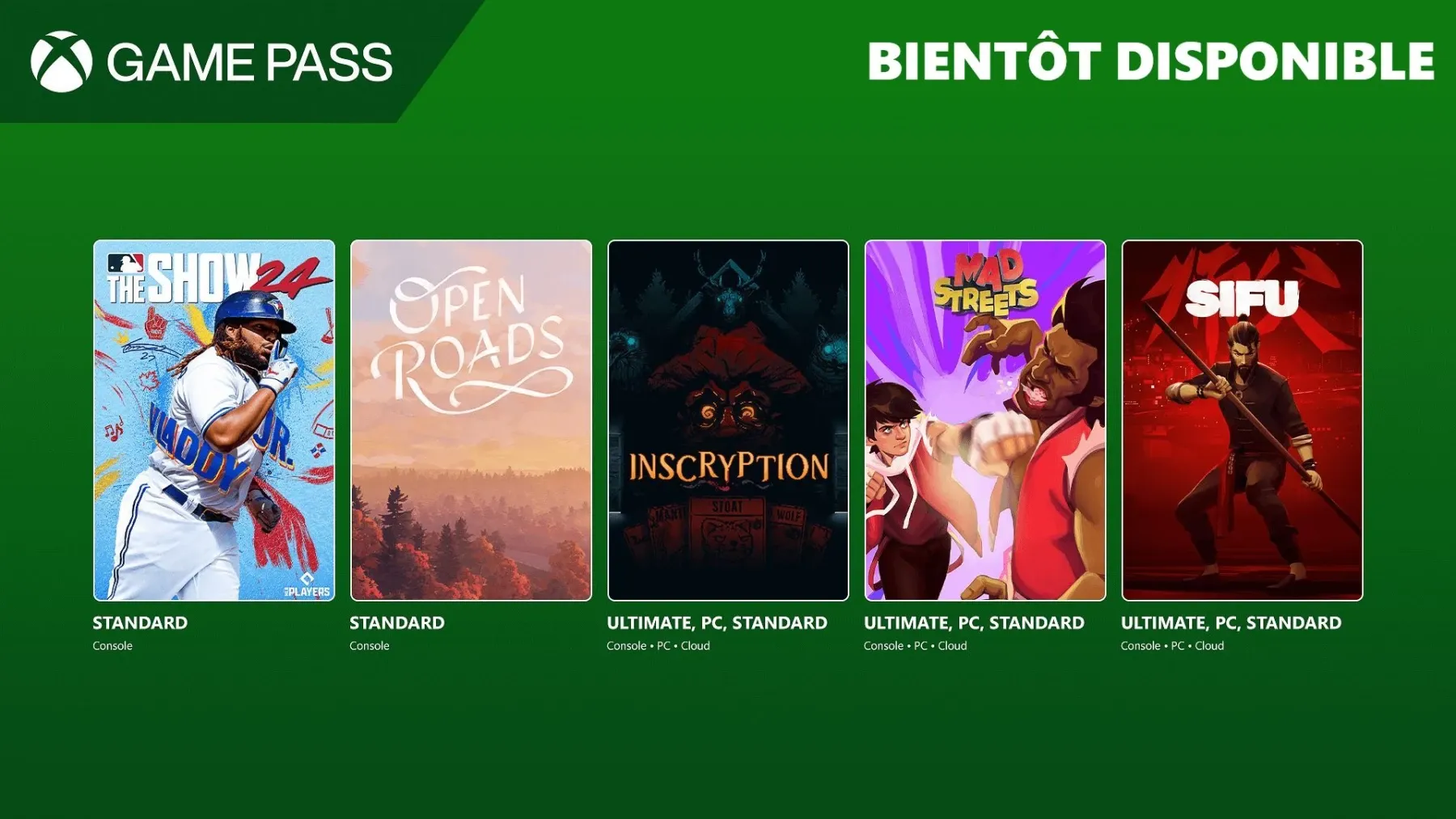 Image de l'article À venir sur Xbox Game Pass MLB The Show 24, SIFU et d'autres