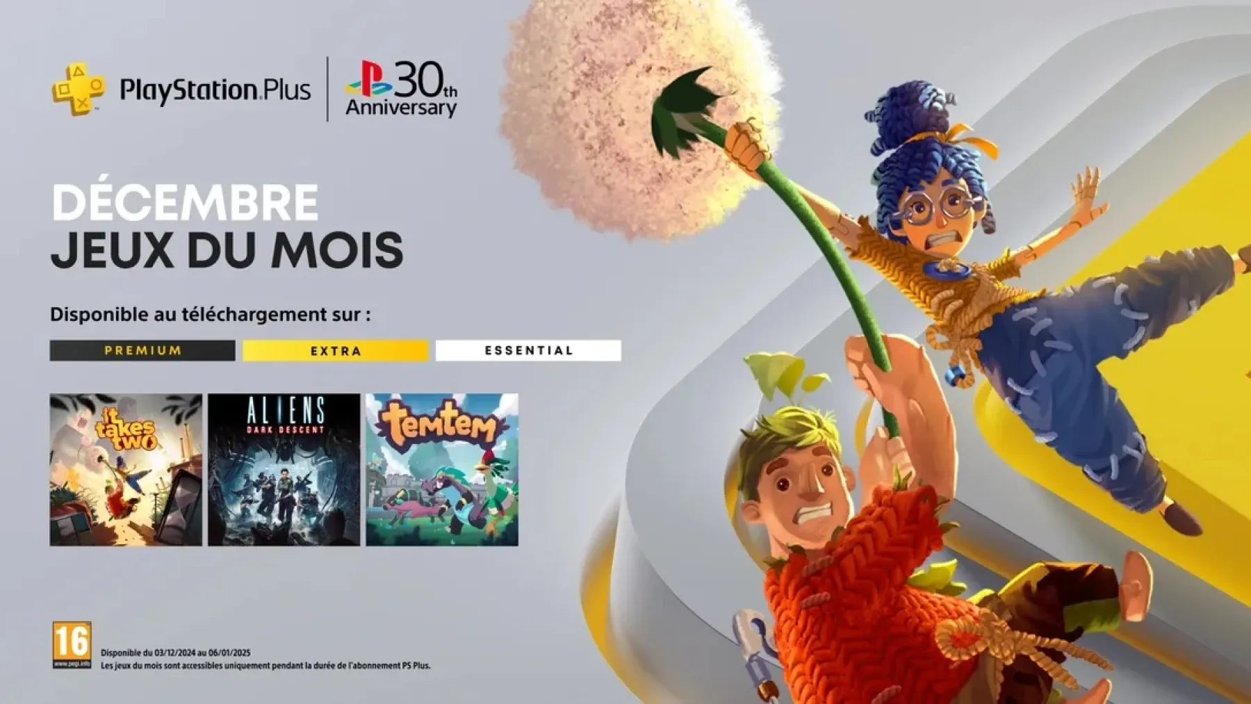 Image de l'article Les jeux gratuits du mois de Décembre et célébration du 30ème anniversaire de PlayStation
