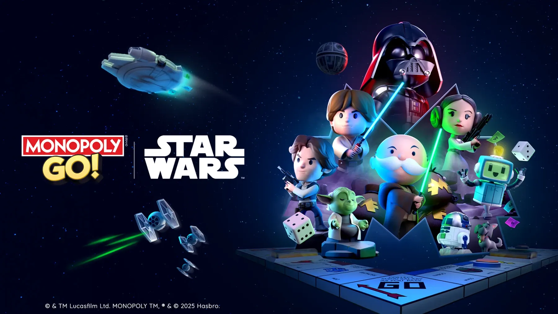 Image de l'article Obtiens les liens des pions gratuits Star Wars dans Monopoly GO!