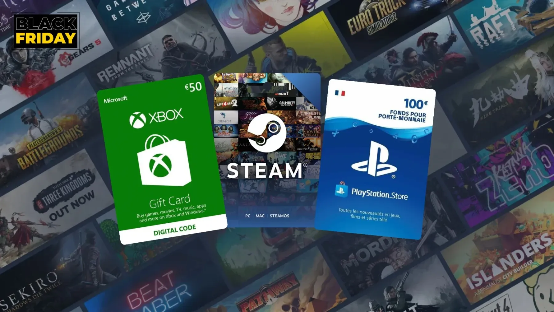 Image de l'article Black Friday : Vos cartes cadeaux Xbox, PSN et Steam à prix cassés pour offrir à Noël
