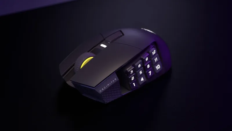 Image du test de jeu vidéo Test Corsair Scimitar Elite : une souris de qualité pour le MMO