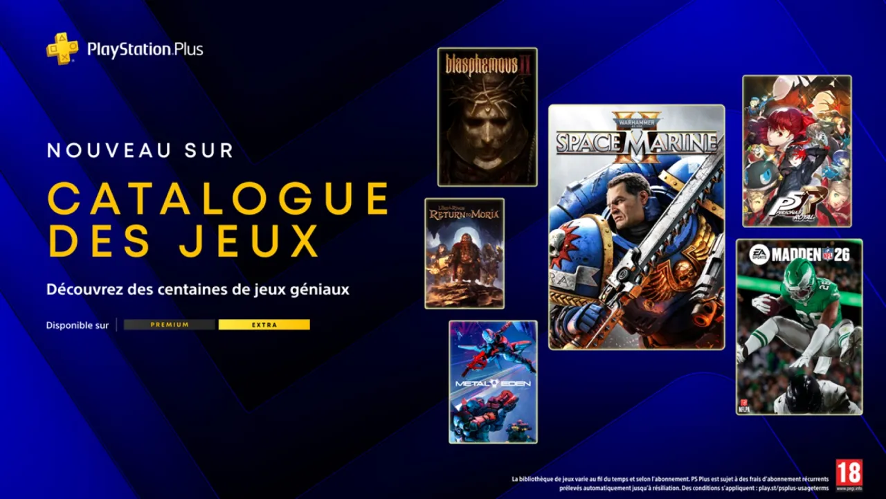 Image de l'articlePlayStation Plus Extra et Premium : Space Marine 2 et Persona 5 Royal en tête d'affiche pour mars