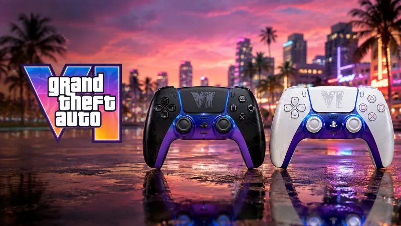 Image de l'article Les manettes PS5 GTA 6 en édition limitée dévoilent leurs couleurs inspirées de Vice City