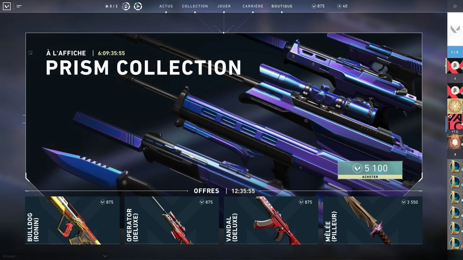 La boutique cosmétique de Valorant