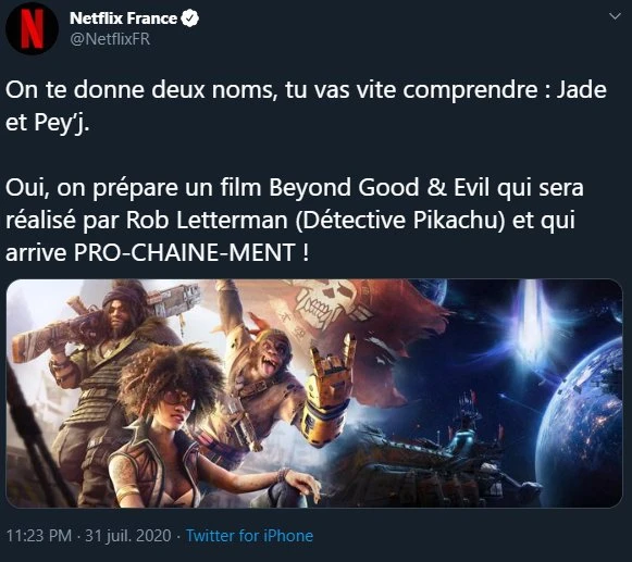 ANNONCE DE NETFLIX POUR LE FILM BEYOND GOOD & EVIL - INFINITY AREA Beyond Good Evil : Le film arrive sur Netflix