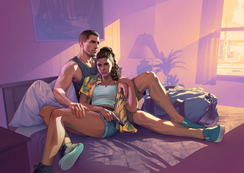 Image de l'article Rockstar Games dévoile le GTA 6 trailer 2 : Jason et Lucia font trembler Vice City