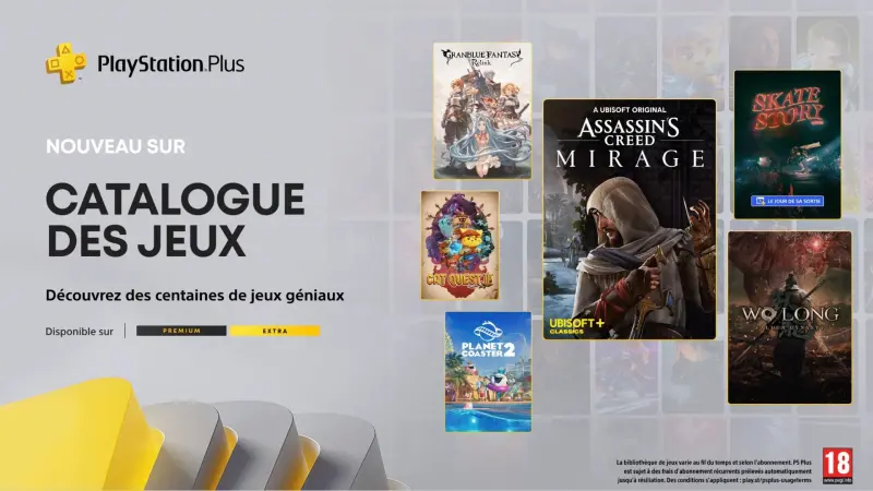 Image PS Plus Extra décembre 2025 : Assassin's Creed Mirage, Wo Long et LEGO Horizon au programme