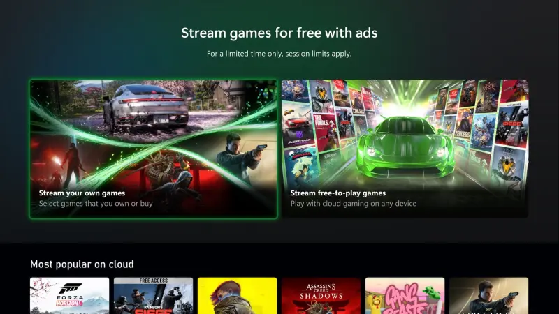 Image de l'article Xbox teste le cloud gaming gratuit avec publicités pour les jeux de votre bibliothèque