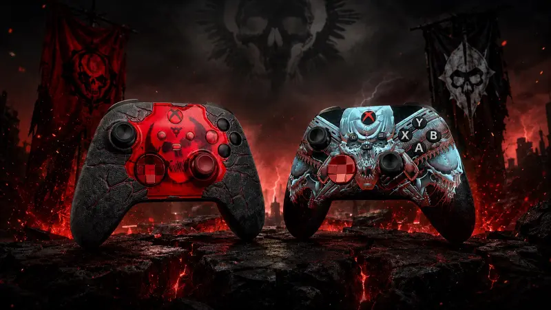 Image de l'article Xbox lève le voile sur deux manettes Gears of War: E-Day en édition limitée