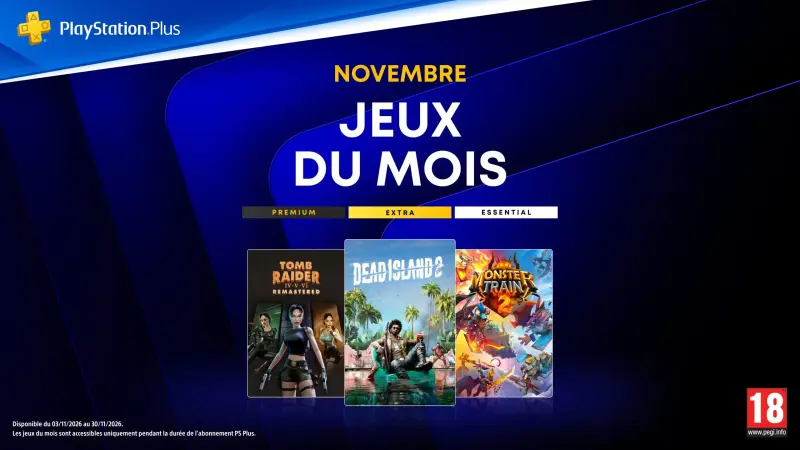Image de l'article PlayStation Plus novembre 2026 dévoile Dead Island 2, Tomb Raider et Monster Train 2