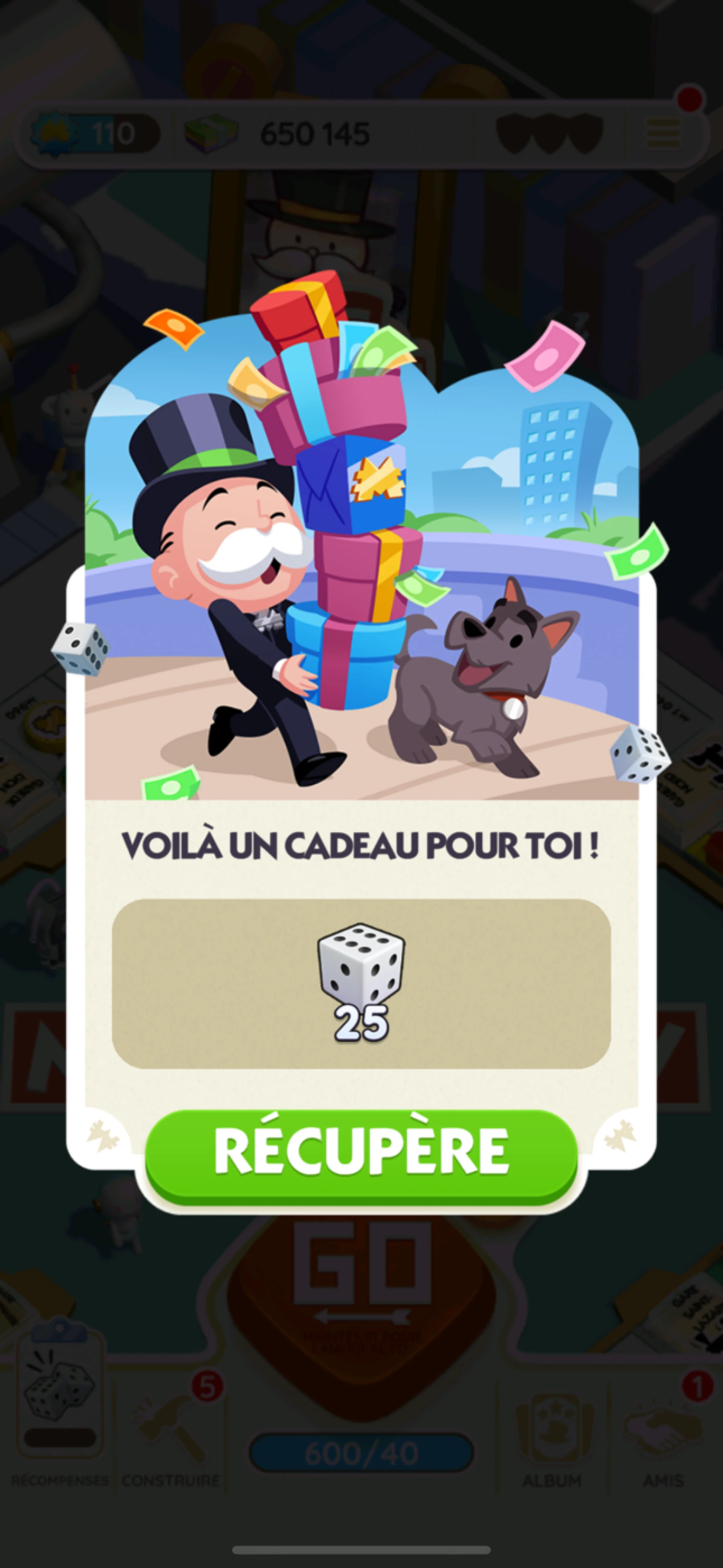 Application MOBILE Monopoly GO! Dés gratuits