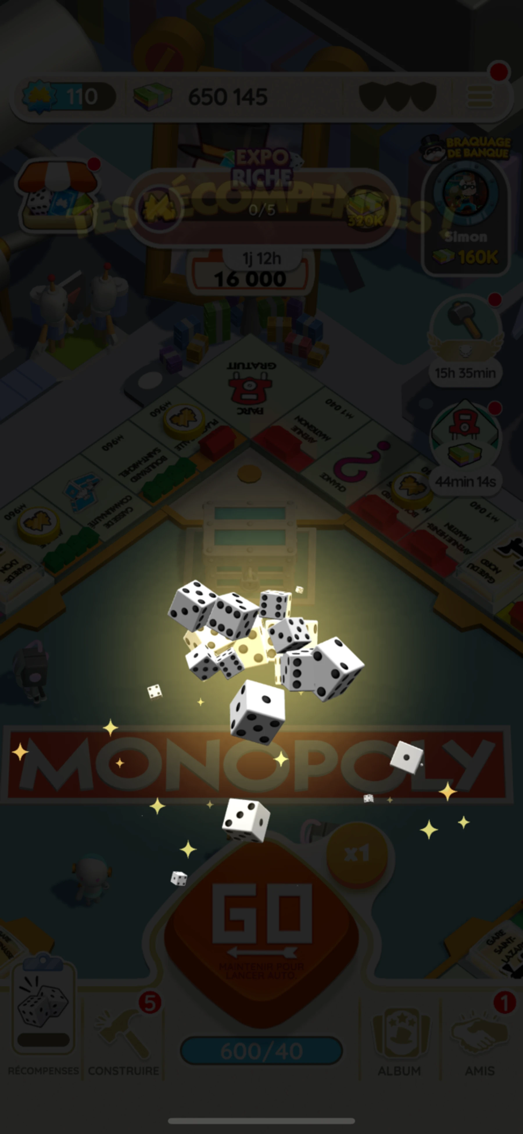 Dés gratuits Monopoly GO!