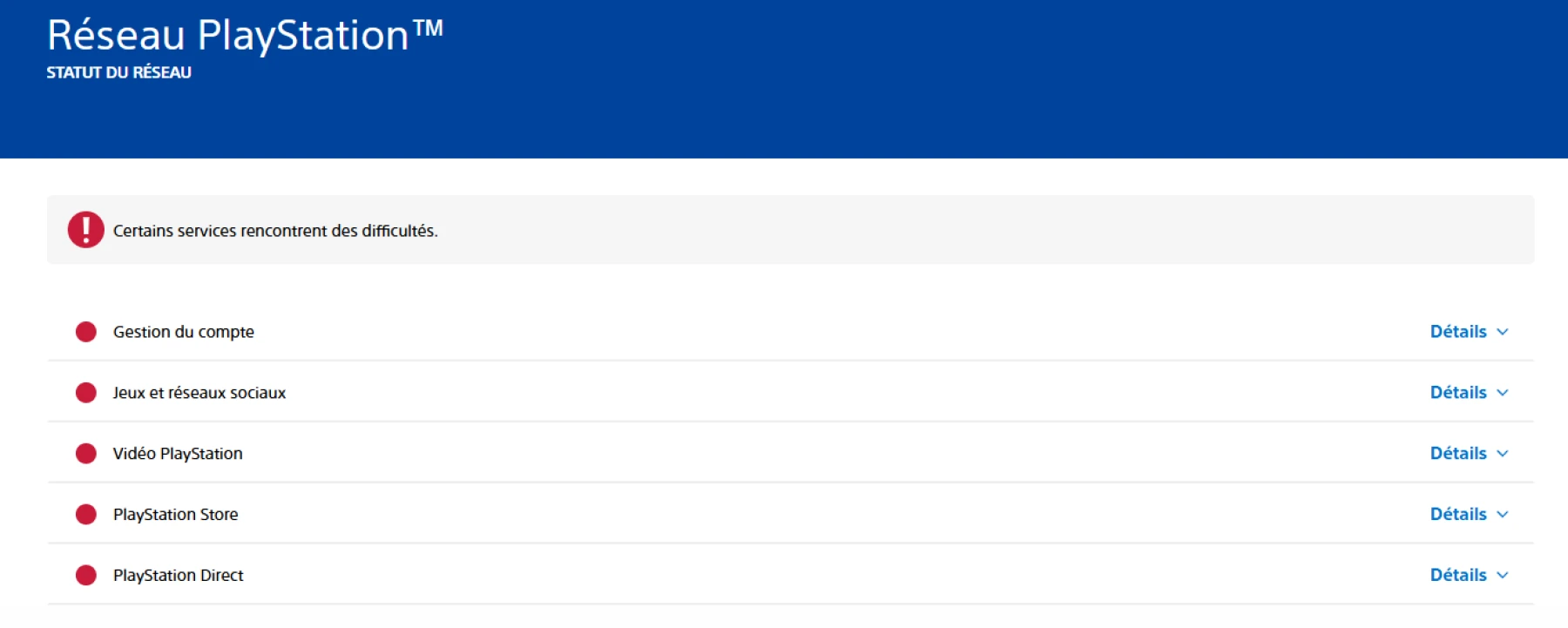  Image du site Playstation Network en panne