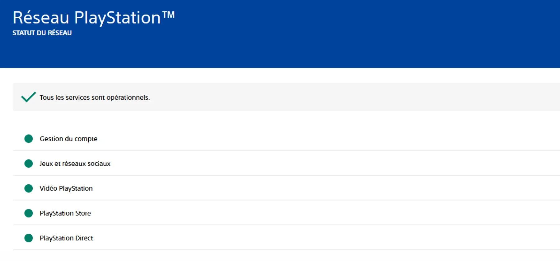 Image du statut du réseau PSN Image du statut du réseau PSN