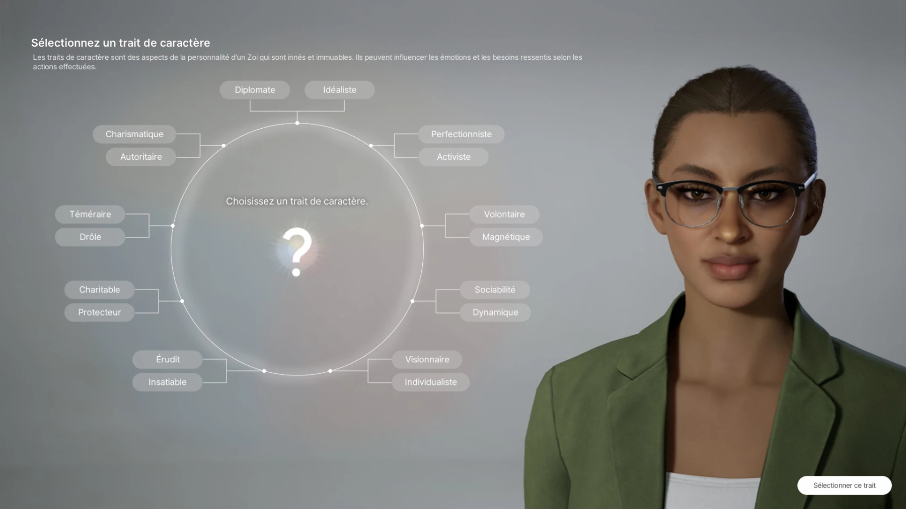 Screen inZOI - Personnalisation du personnage