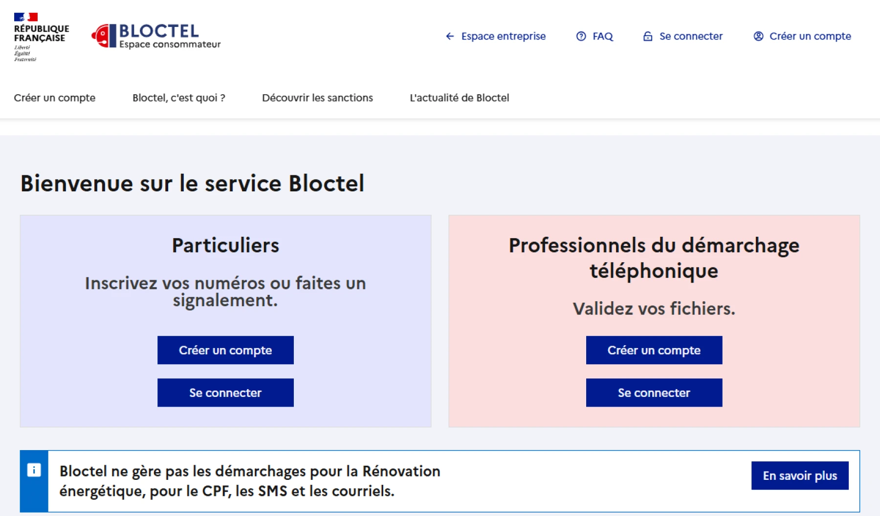 service Bloctel