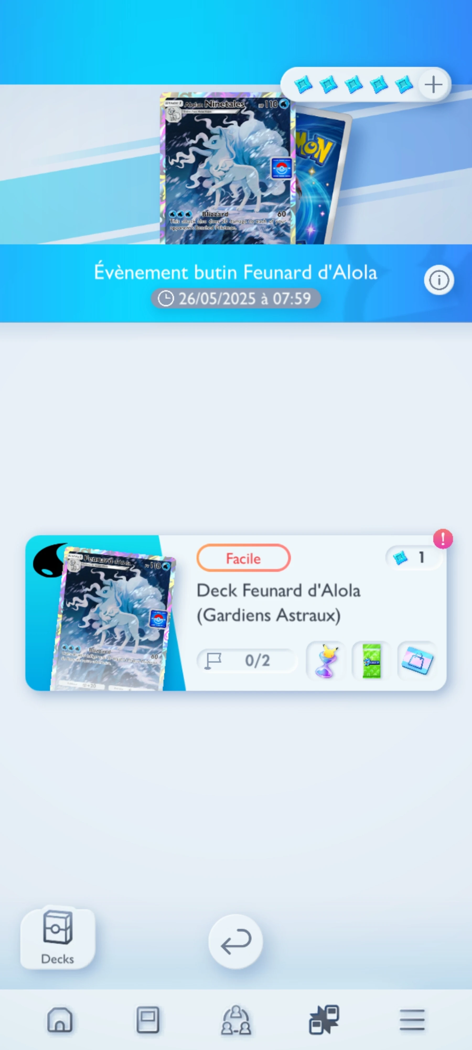 Image Pokémon TCG Pocket : évènement butin Feunard d’Alola