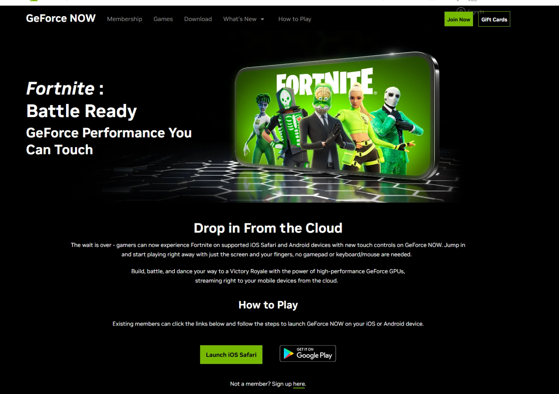 Fortnite via GeForce Now Fortnite via GeForce Now