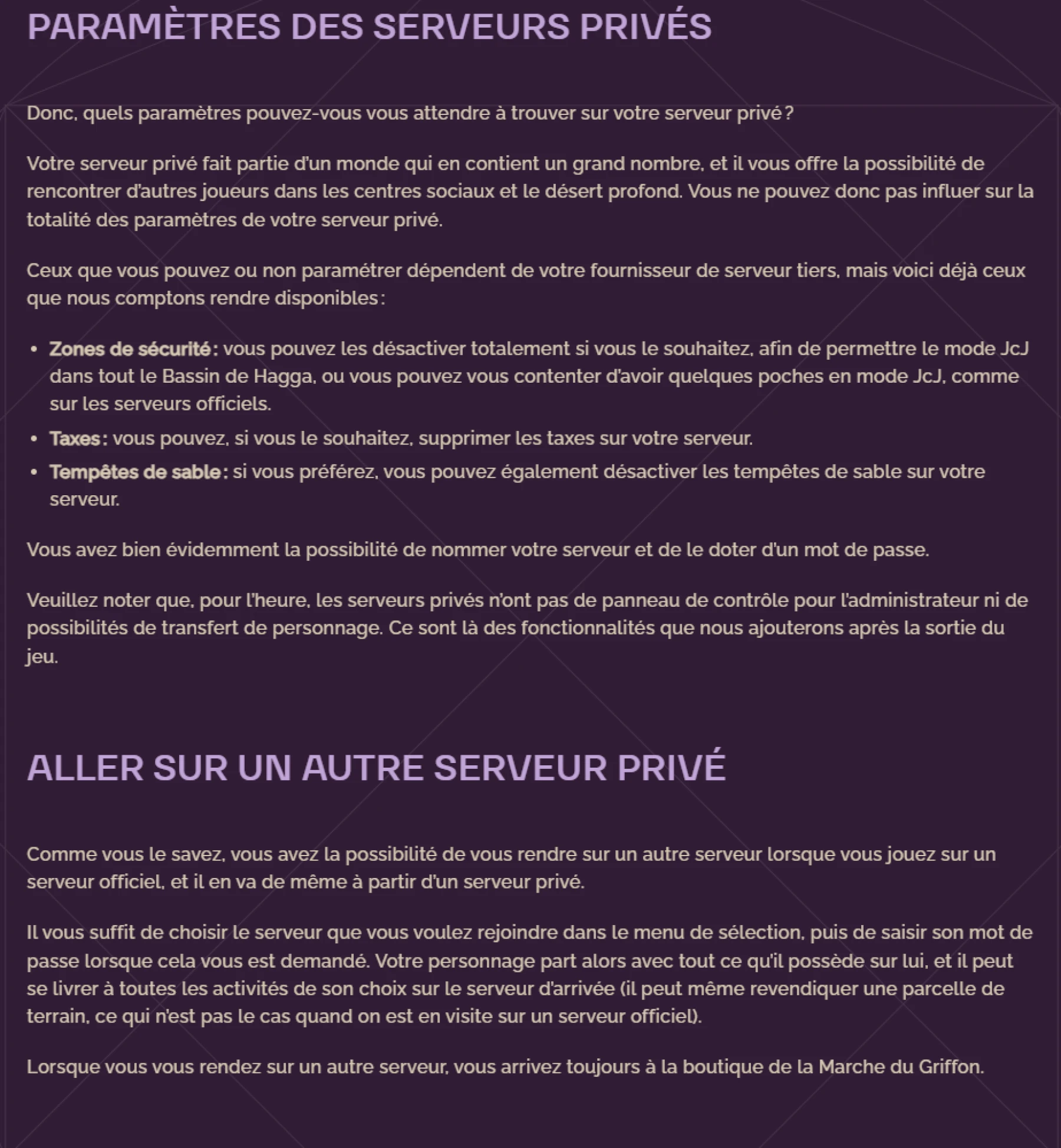 Aller sur un autre serveur privé