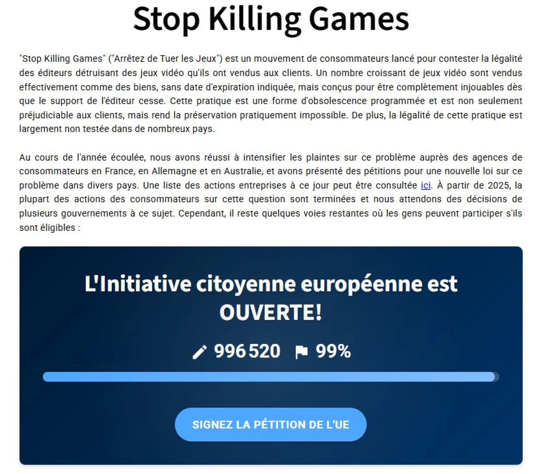 stop killing games Image de la pétition stop killing games