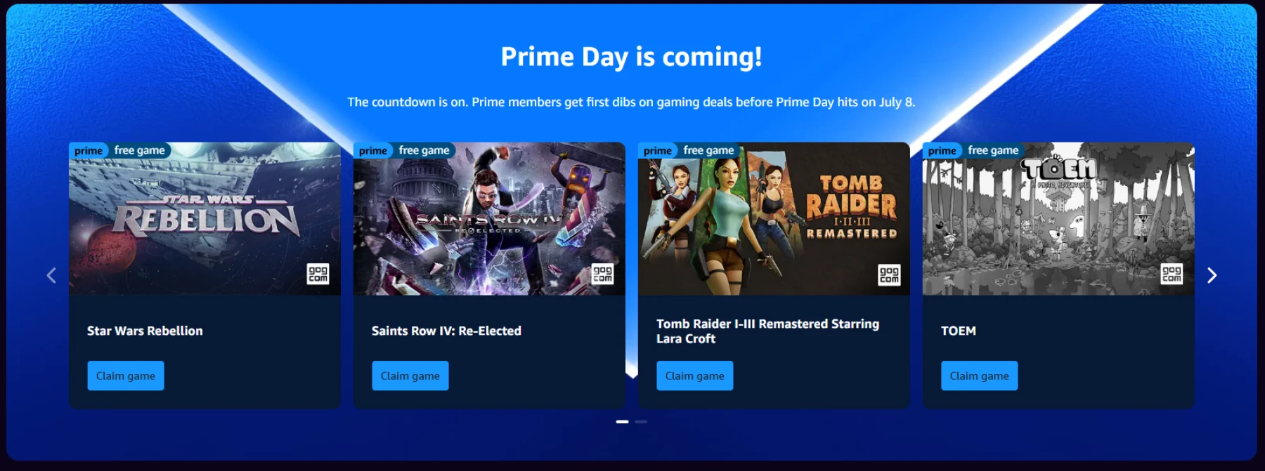 Prime Gaming Juillet 2025