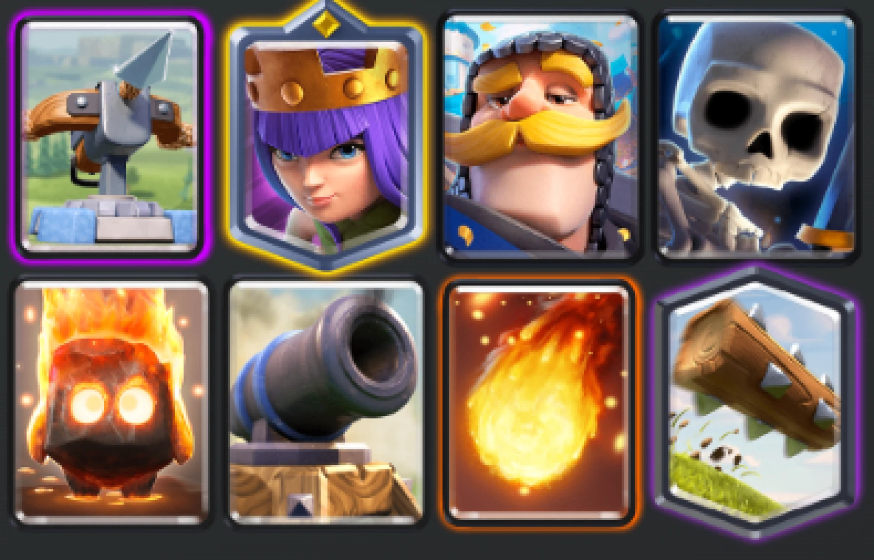 Notre deck favori Arc-X Composition : Arc-X, Reine des archères, Chevalier, Squelettes, Esprit de feu, Canon, Boule de feu et La bûche.