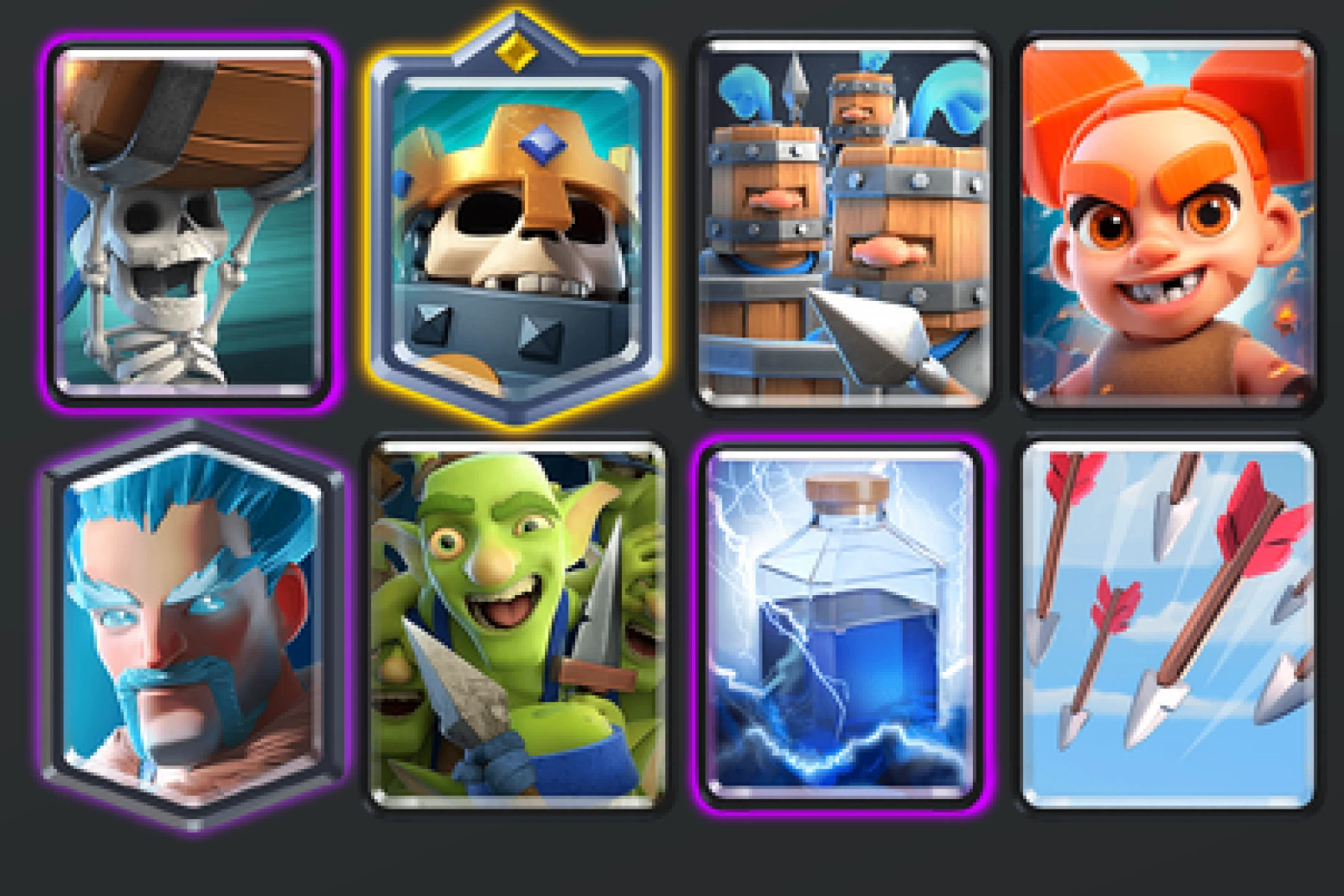 La muraille de luxe Composition : Sapeurs, Roi squelette, Recrues royales, Berserker, Sorcier de glace, Gang de gobelins, Foudre, Flèches