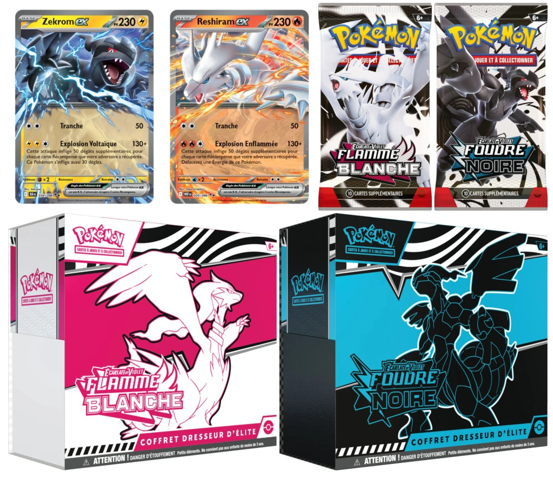 Extension en deux parties Écarlate et Violet – Foudre Noire et Écarlate et Violet – Flamme Blanche 