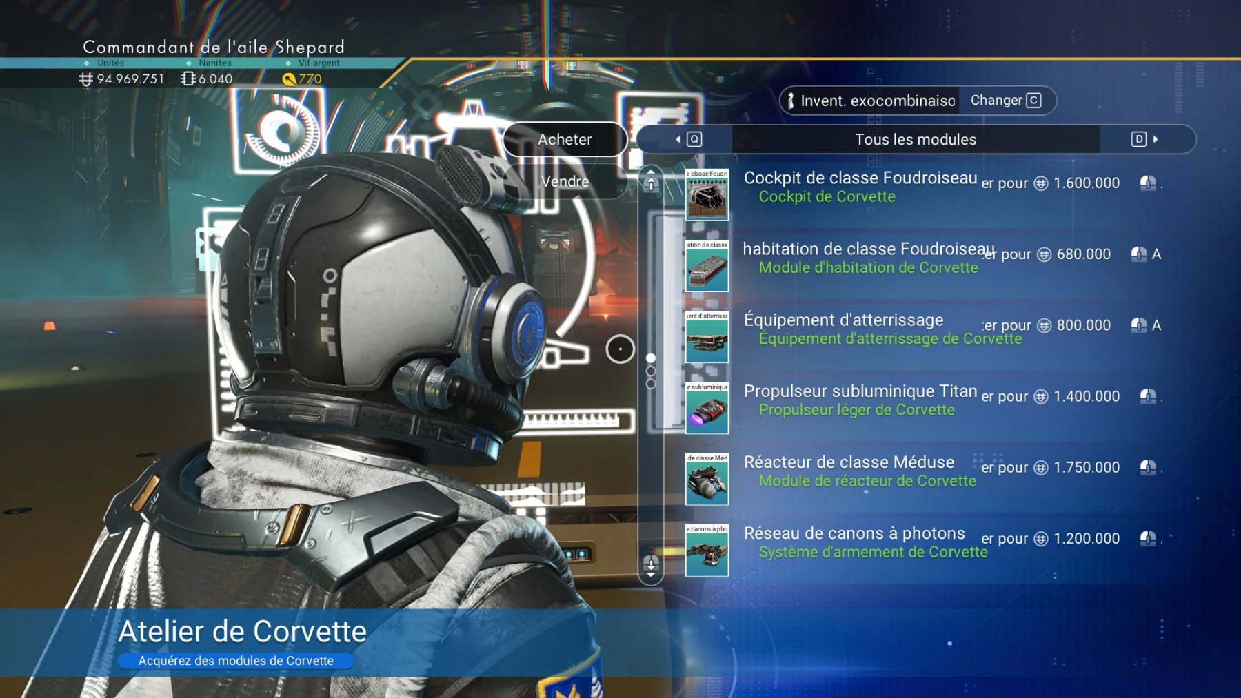 No Man's Sky module de corvette