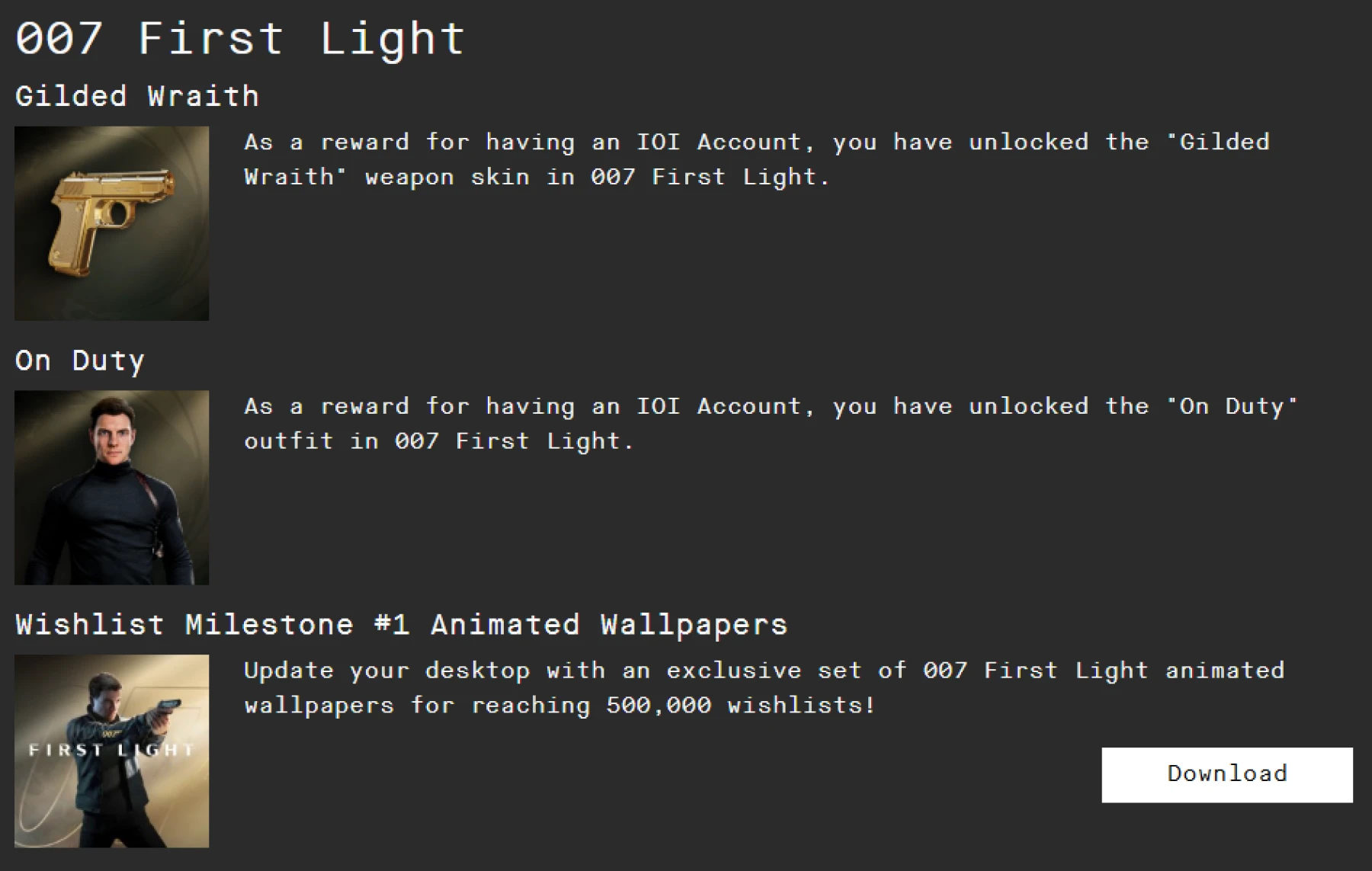 007 First Light 007 First Light