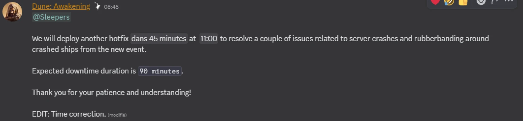 Dune Awakening maintenance