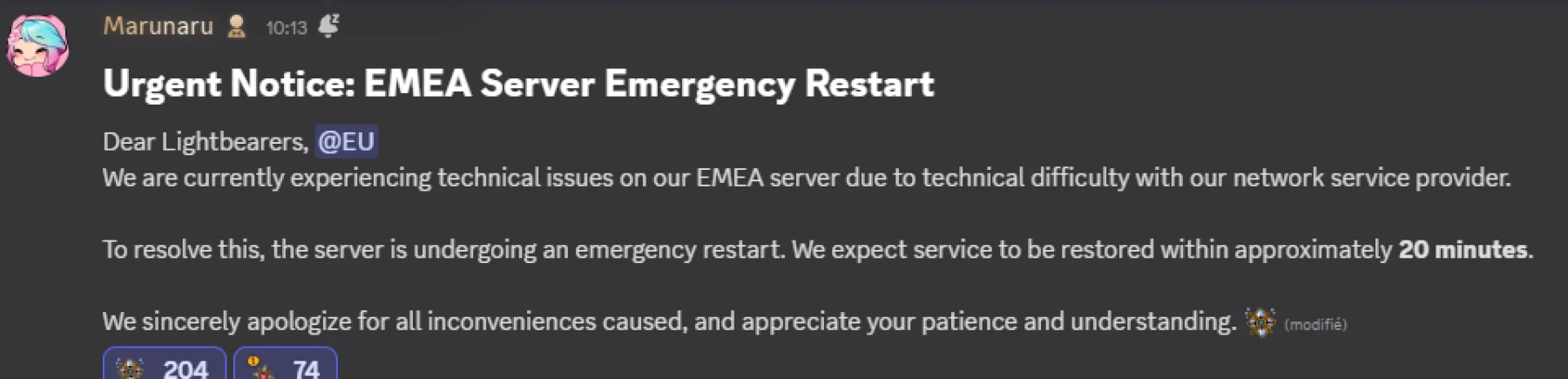 EMEA Serveurs Destiny Rising