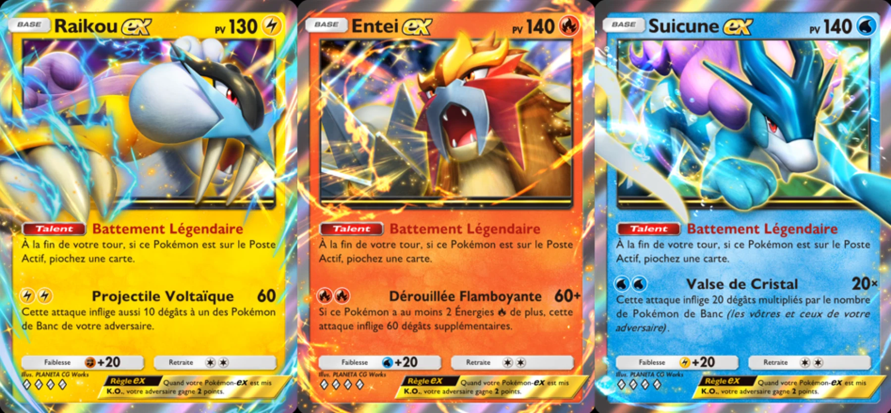 Image des carte Raikou, Entei et Suicune dans le jeu Pokémon TCG Pocket Image des carte Raikou, Entei et Suicune dans le jeu Pokémon TCG Pocket
