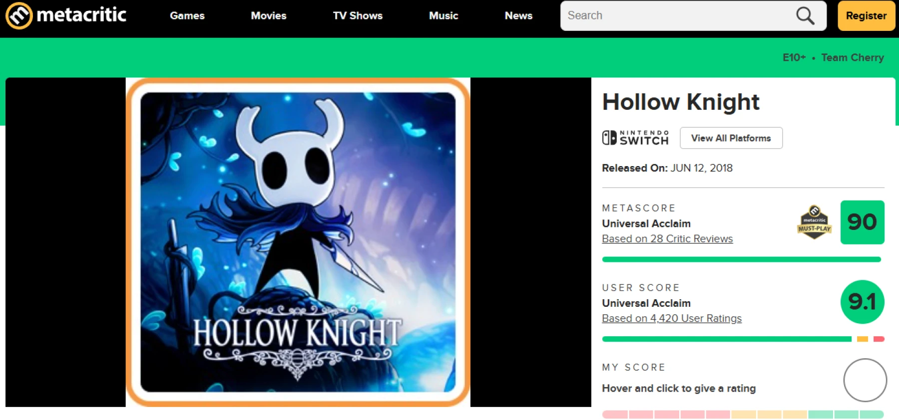 Hollow Knight Reviews - Metacritic Hollow Knight Reviews - Metacritic