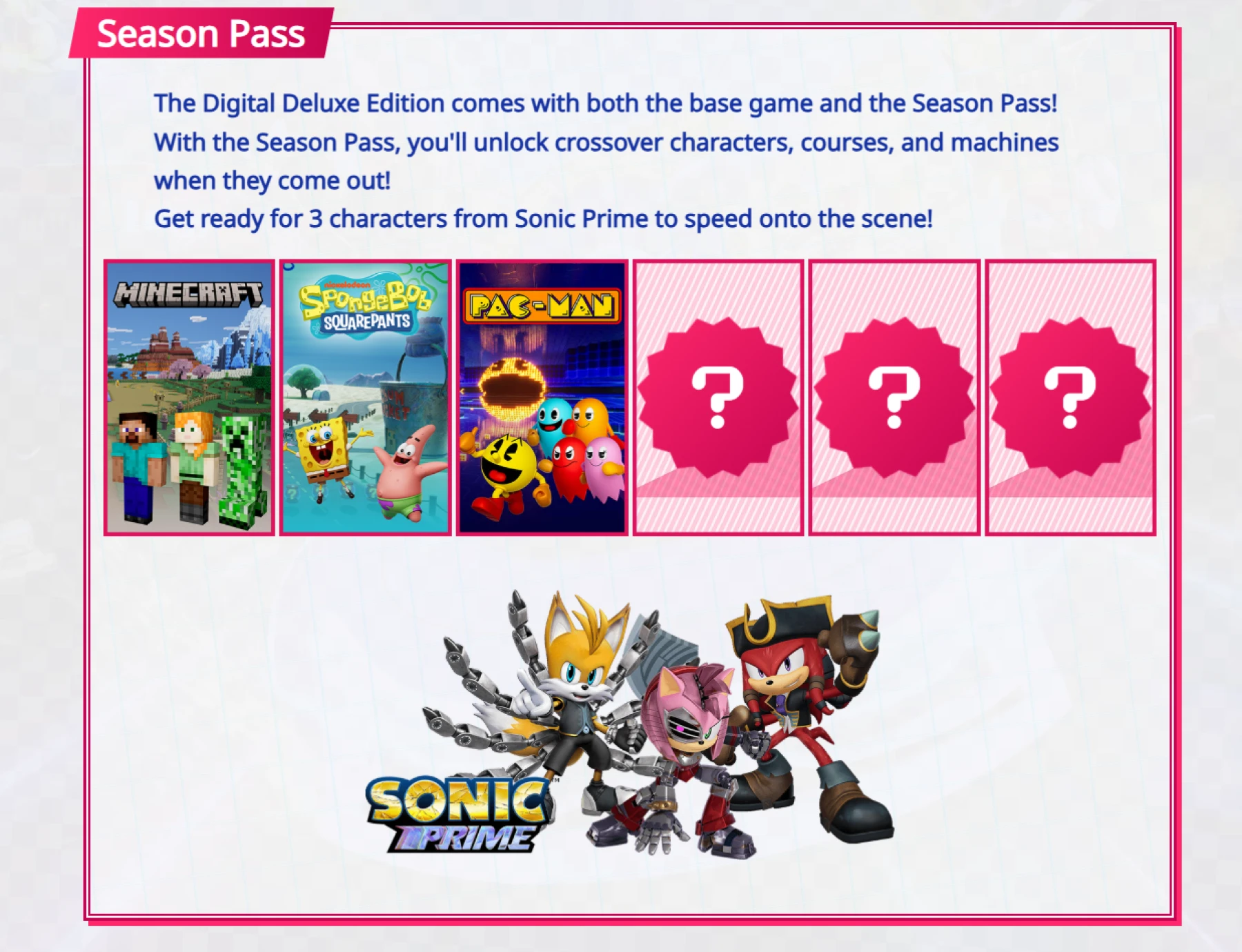 Season Pass Sonic Racing: CrossWorlds Season Pass Sonic Racing: CrossWorlds