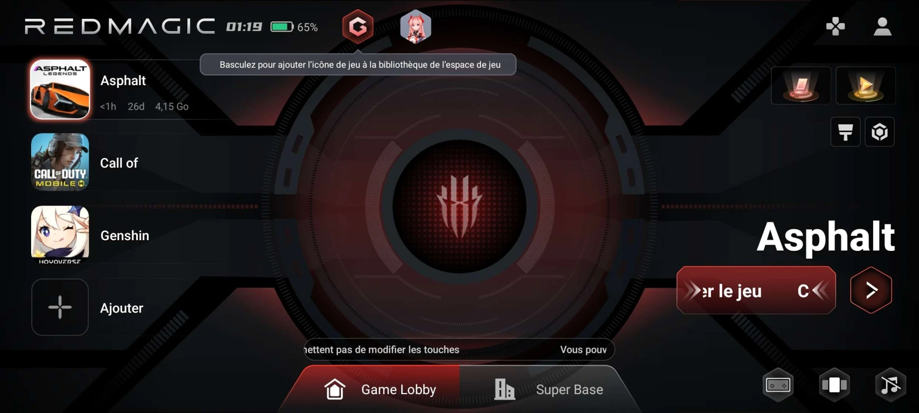 Game Space du Redmagic 10 Air Capture du Game Space du Redmagic 10 Air
