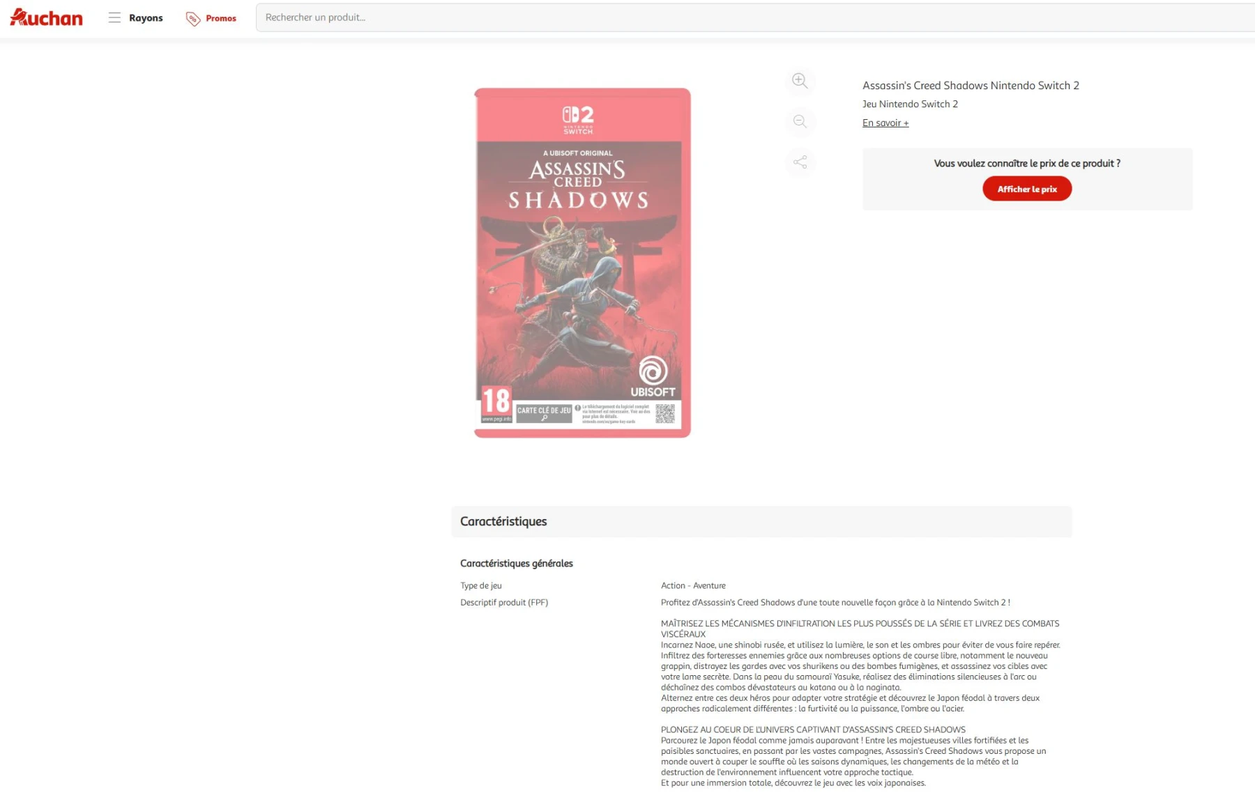 Assassin’s Creed Shadows Nintendo switch 2 image de Assassin’s Creed Shadows switch 2