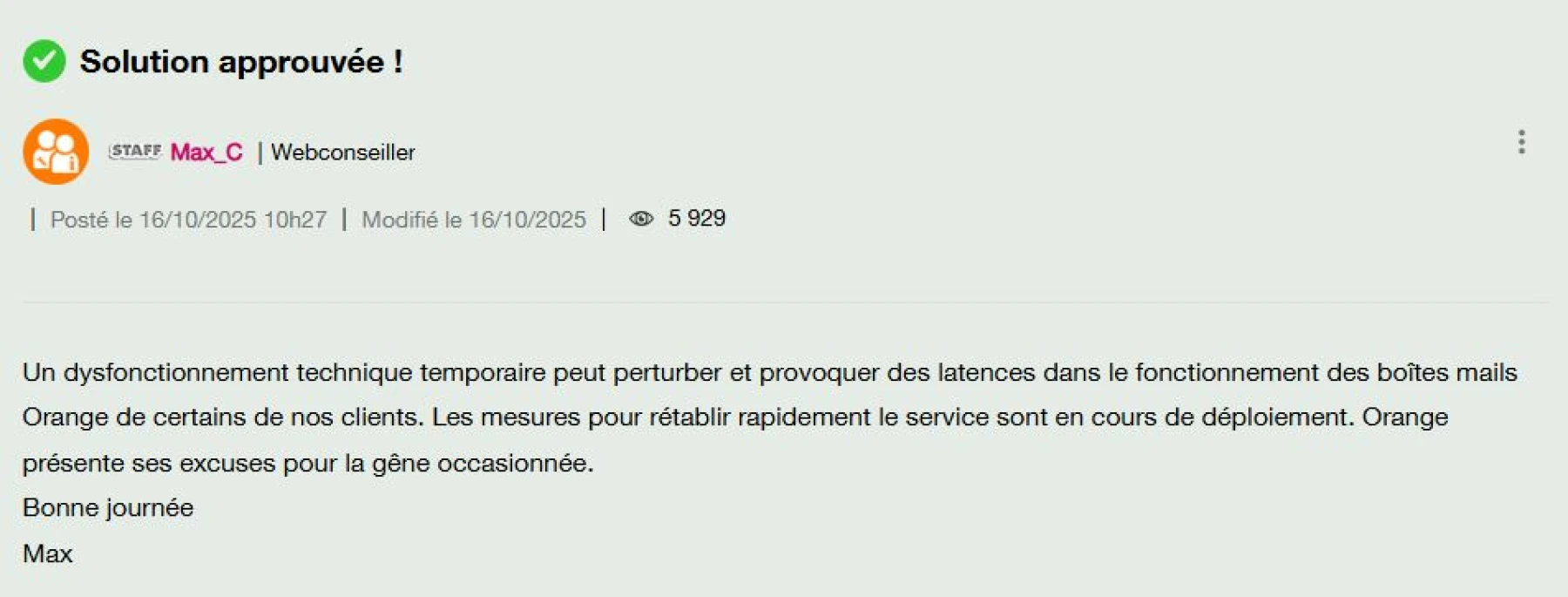 image panne mail orange