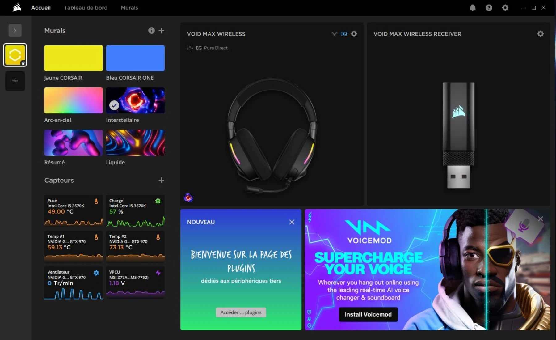 image du logiciel iCUE de Corsair