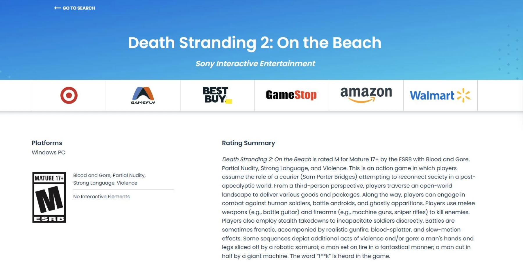 image de ESRB Death Stranding 2