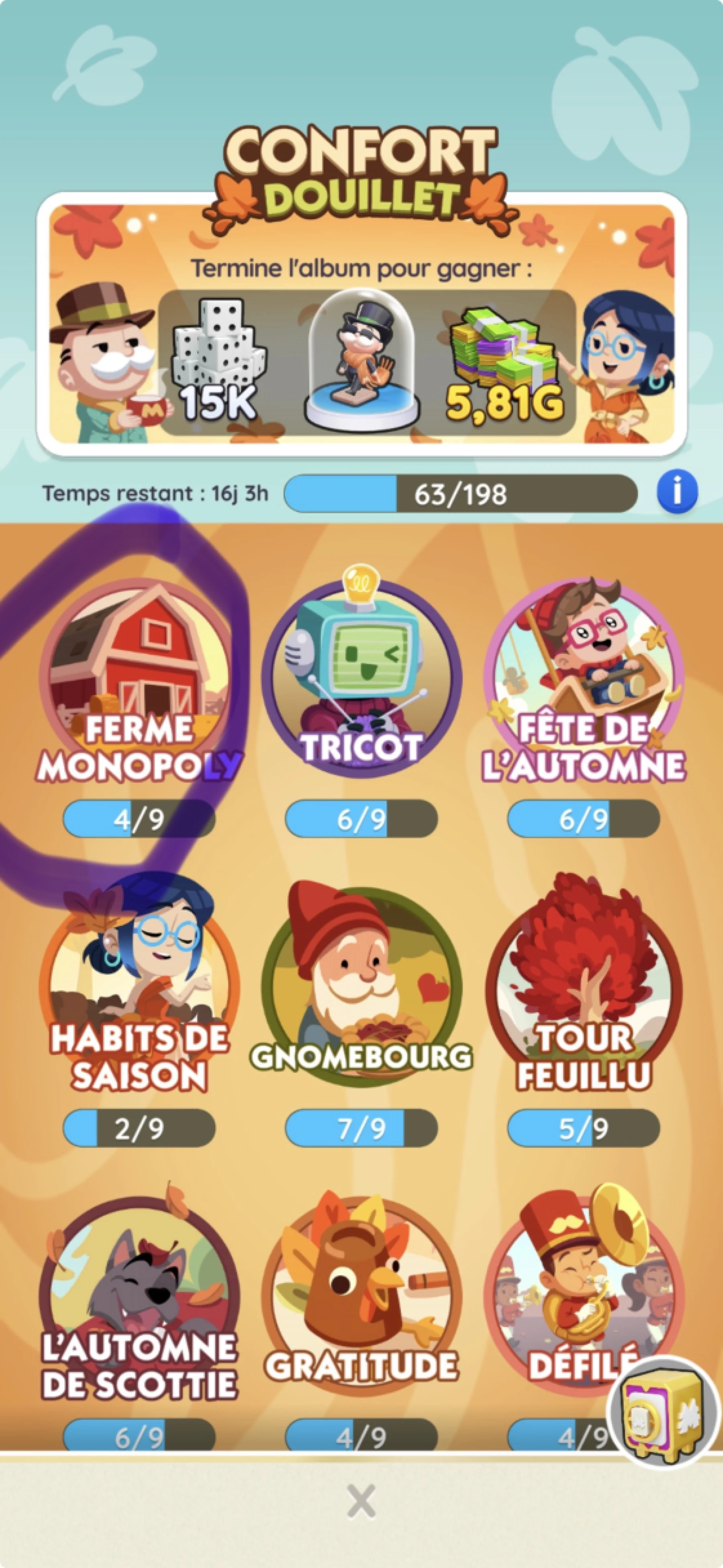 Image tutoriel échanger autocollant MONOPOLY GO