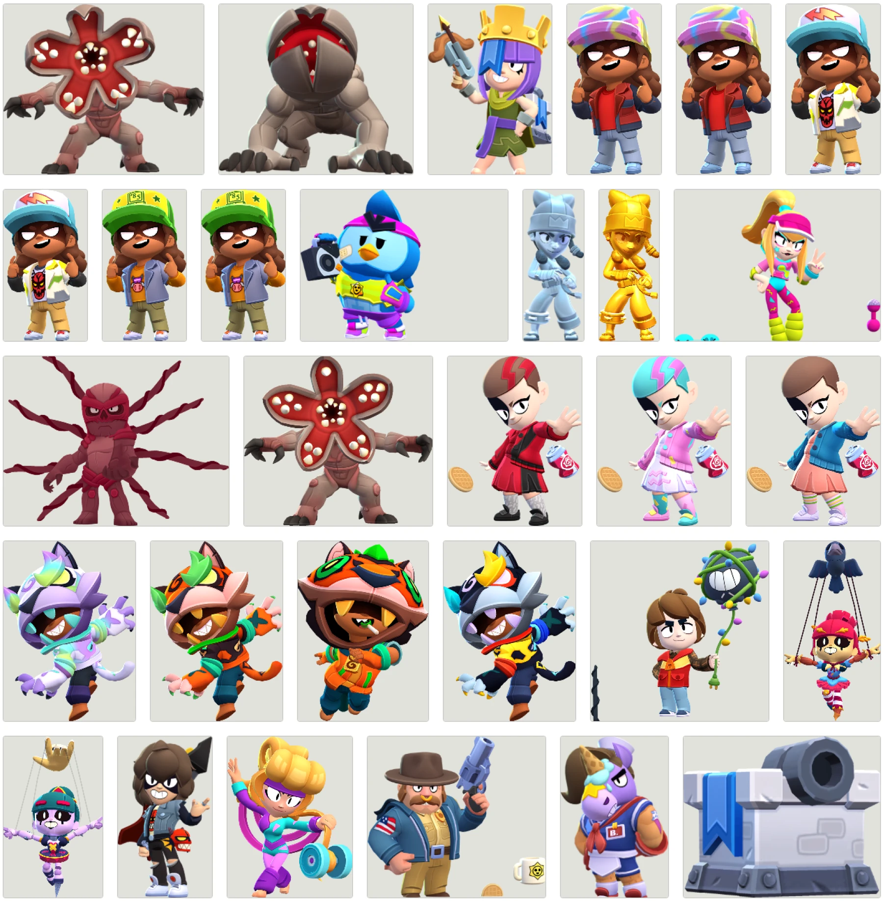 Images des skins Brawl Stars x Stranger Things