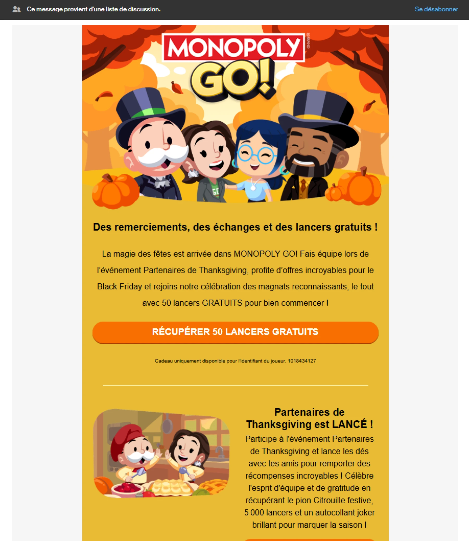Image d'une newsletter MONOPOLY GO