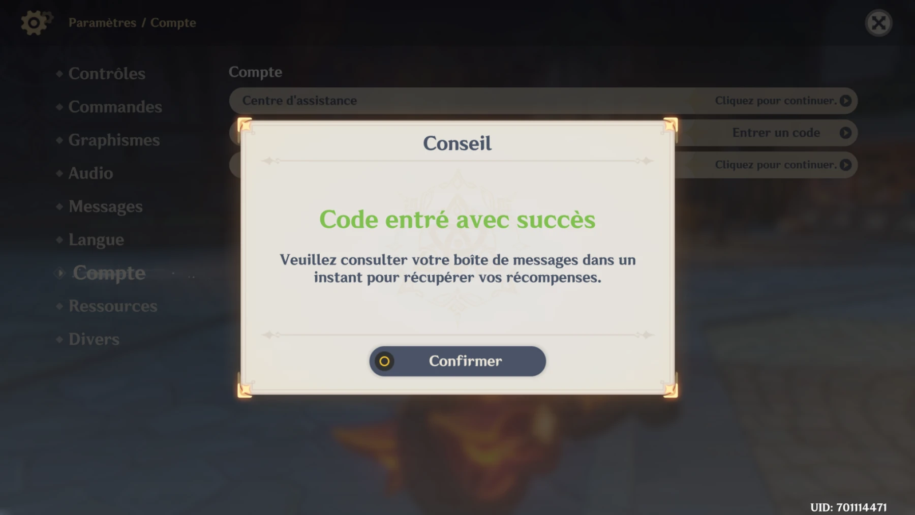 Image de activer un code Genshin impact (tutoriel)