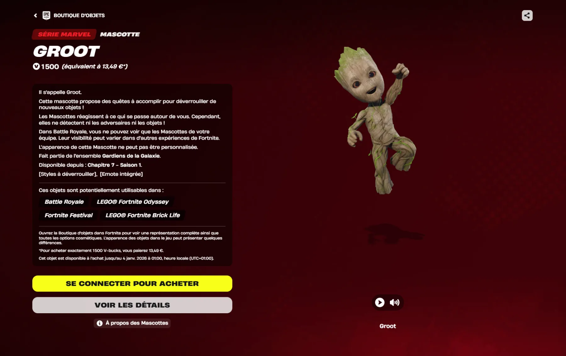 bébé groot fortnite