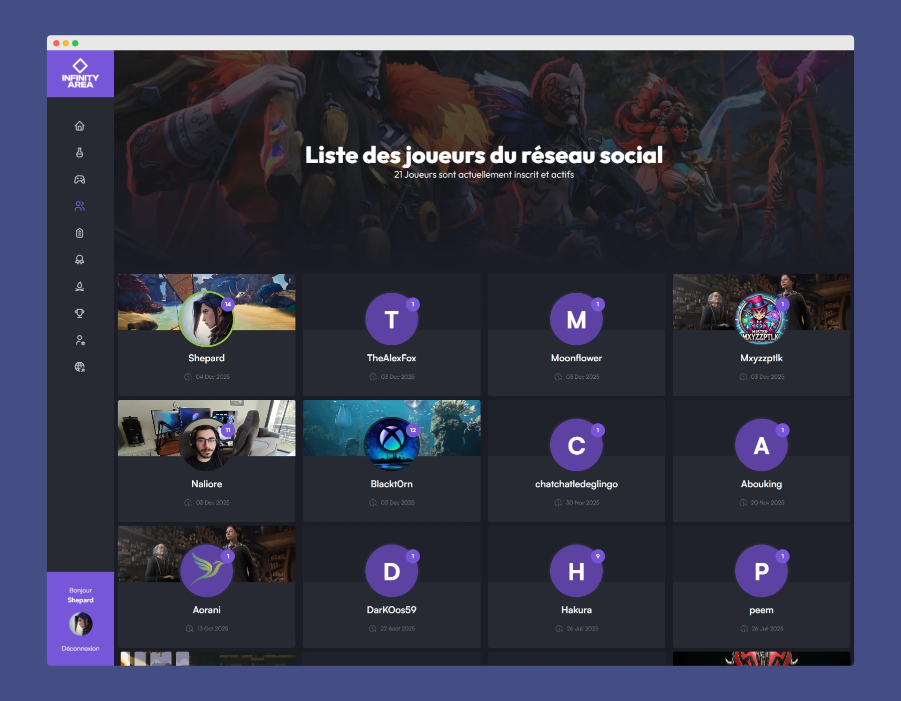réseau social Infinity Area réseau social Infinity Area