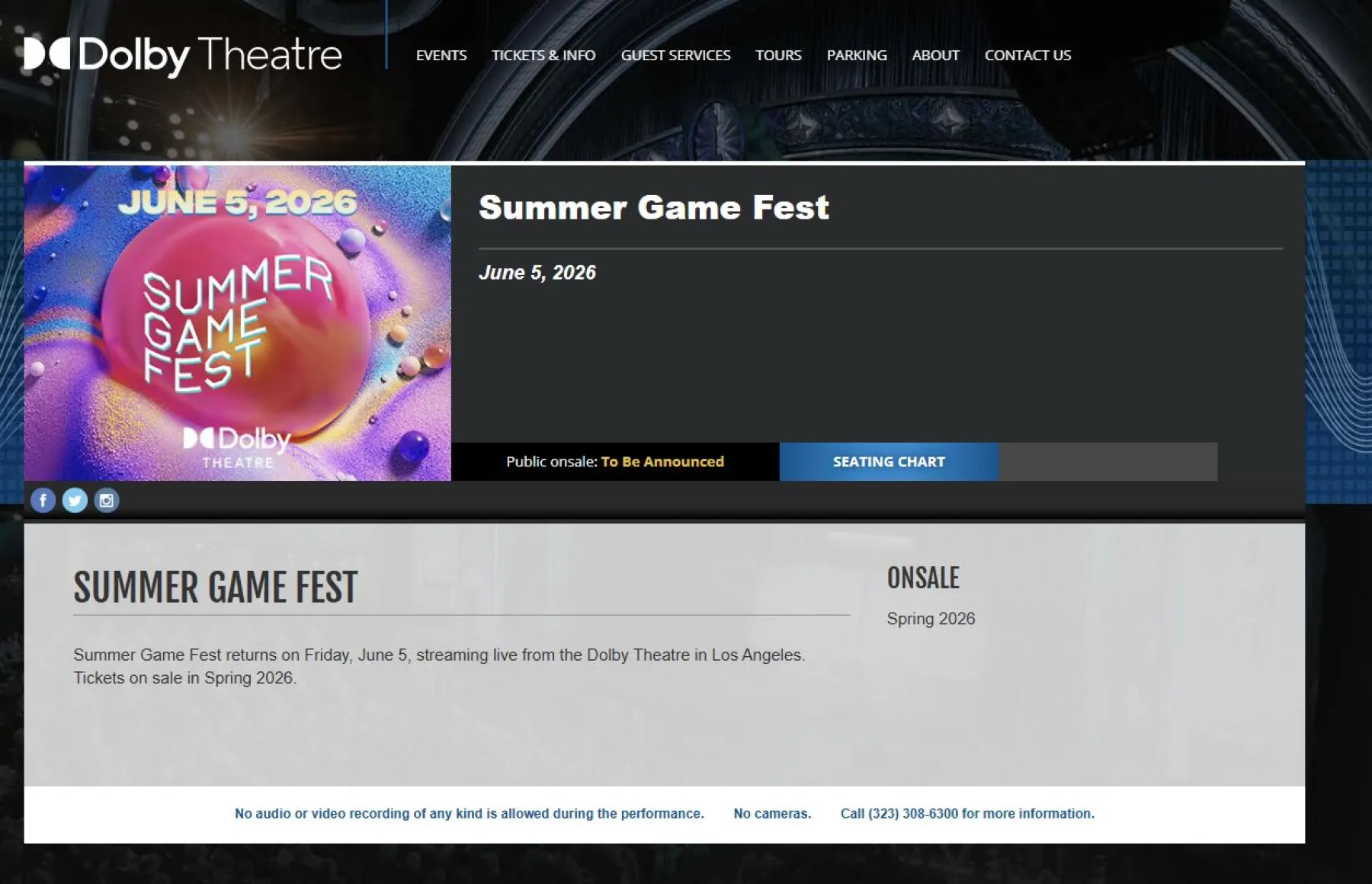 Summer Game Fest 2026 Dolby Theatre image Summer Game Fest 2026 Dolby Theatre