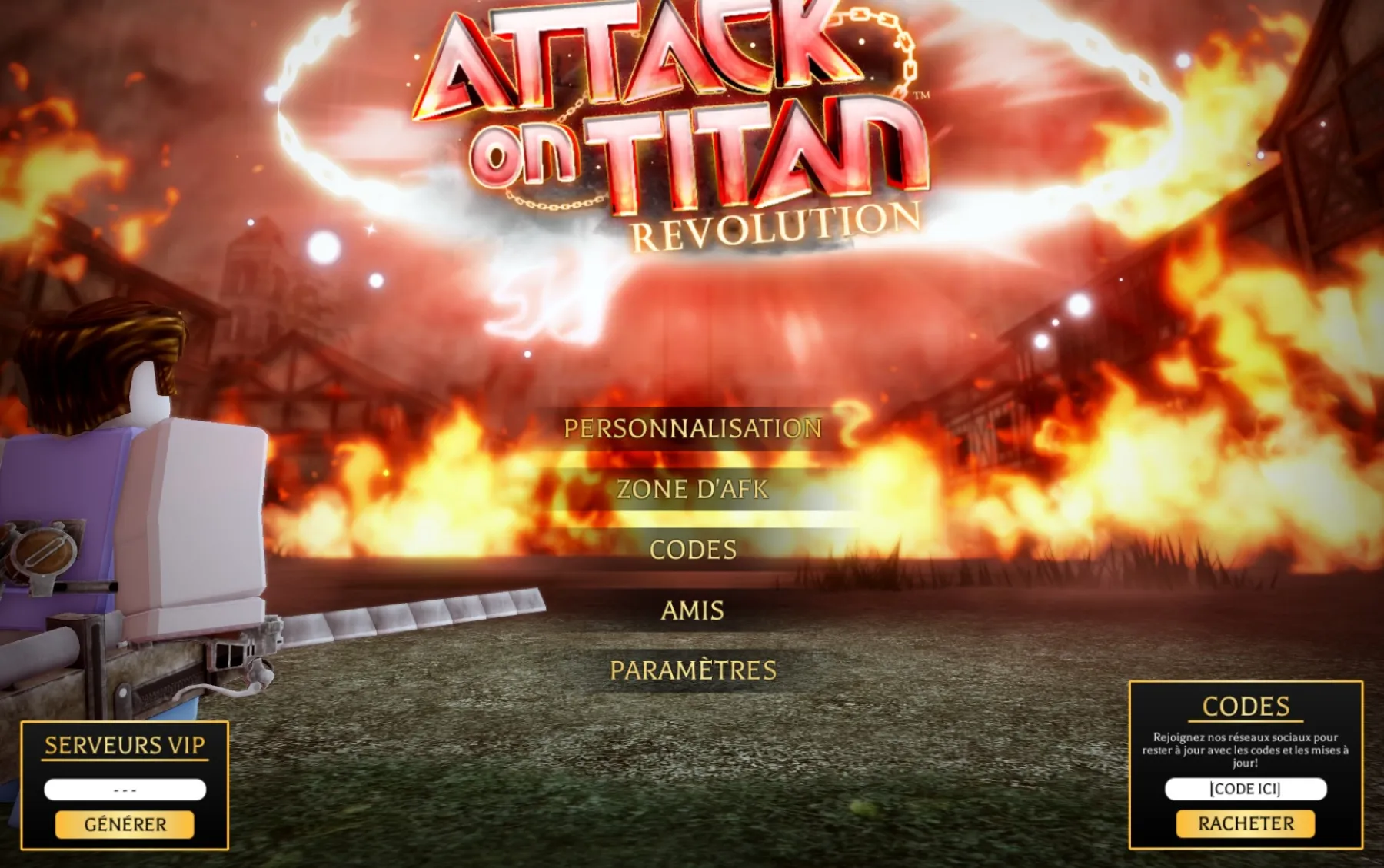 Attack on Titan Revolution menu