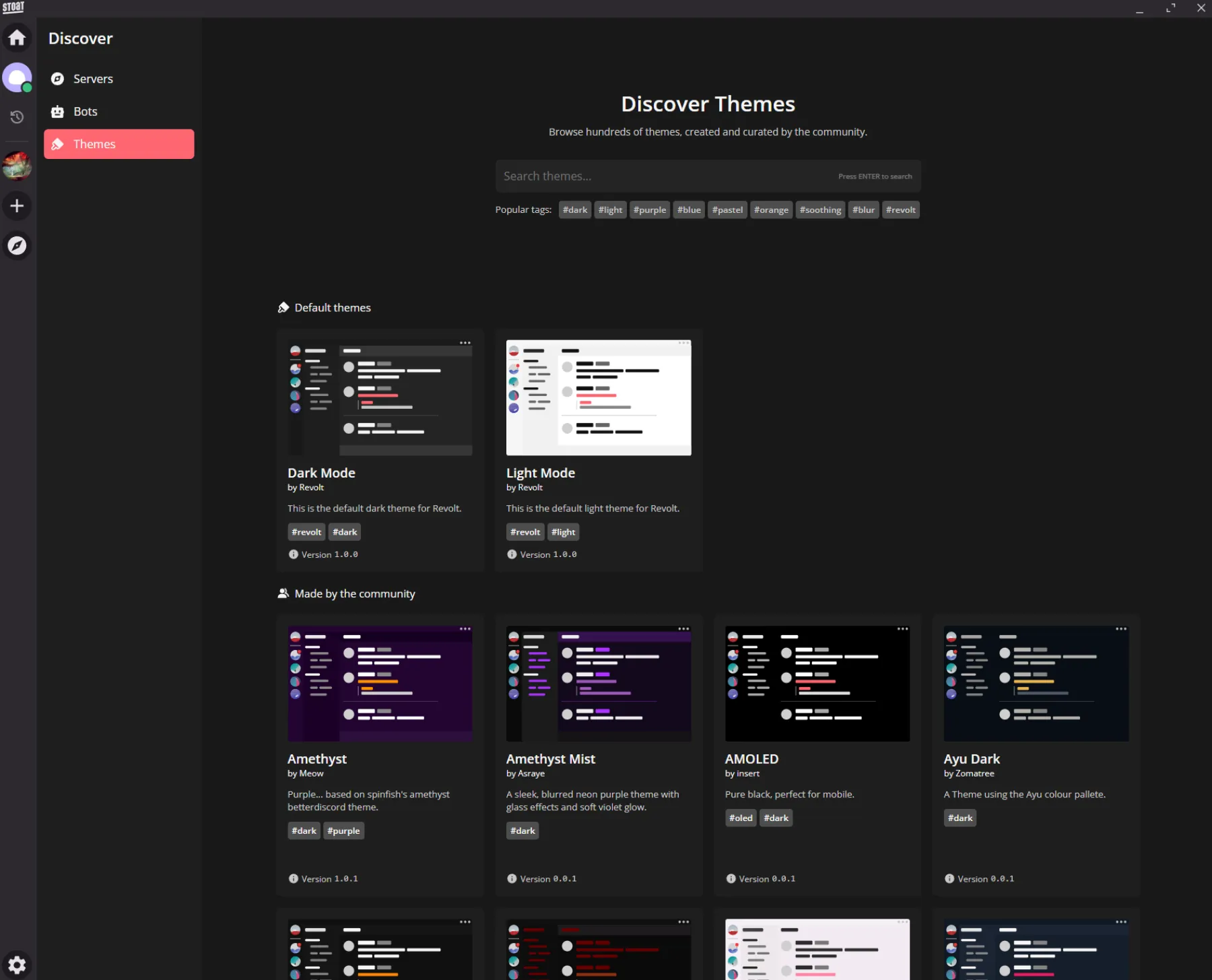 Image de Stoat, l'application alternative a Discord