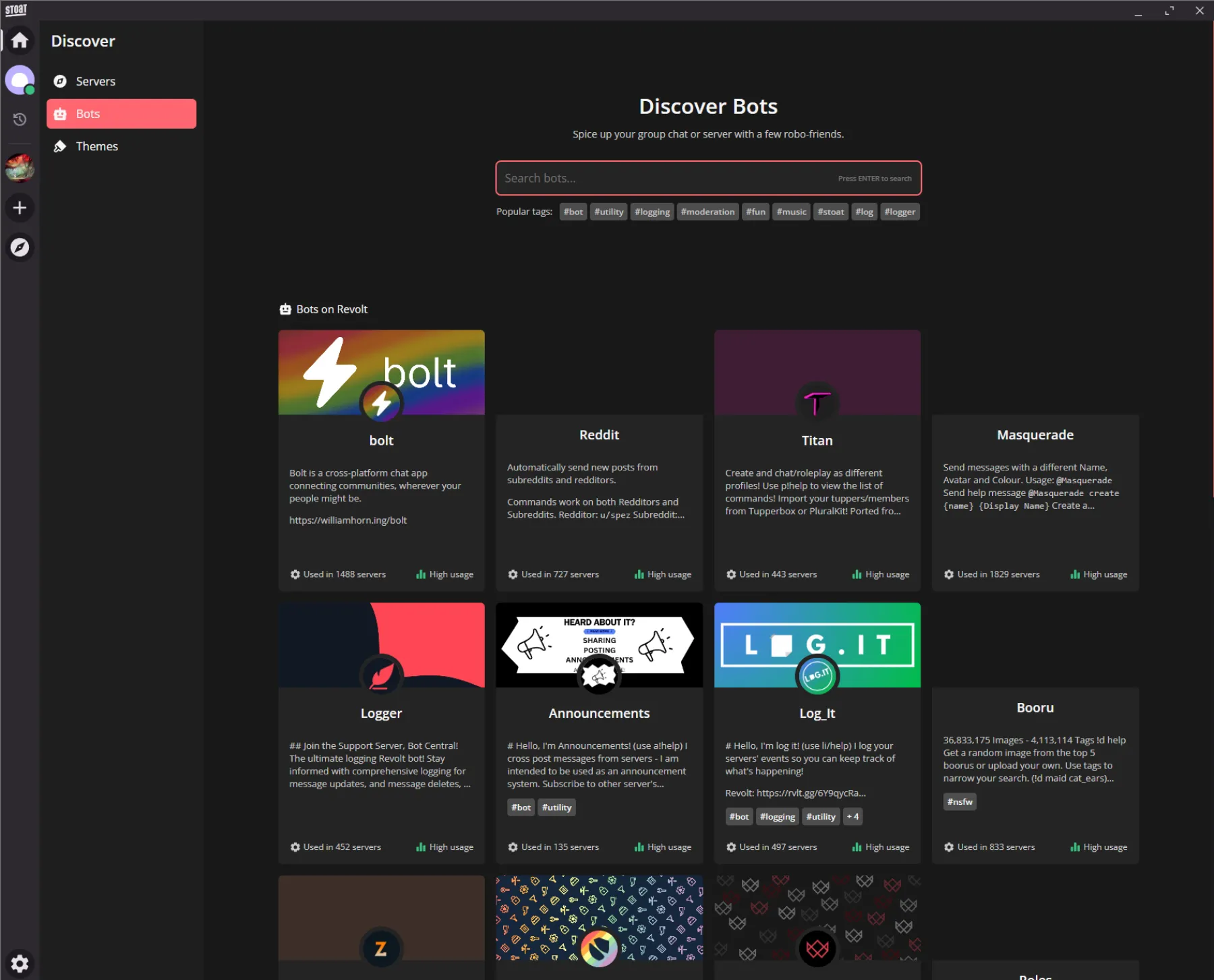 Image de Stoat, l'application alternative a Discord